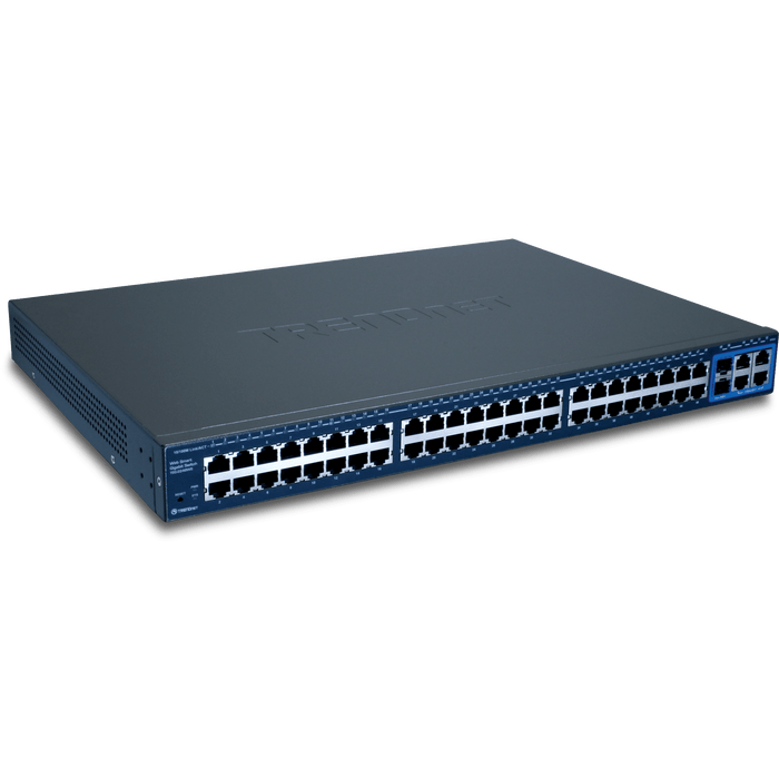 TrendNet TEG-2248WS 48-Port 10/100 Mbps Web Smart Switch w/4 Gigabit Ports and 2 Mini-GBIC Slots; Used