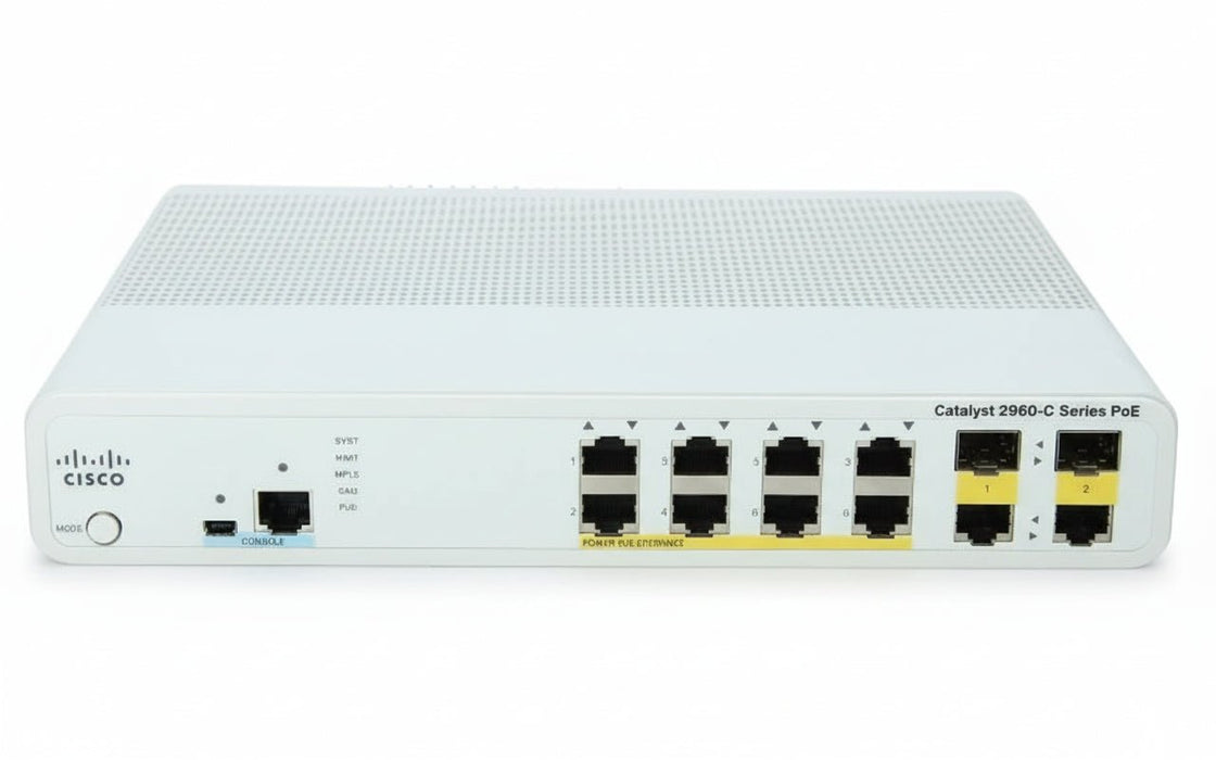 Cisco WS-C2960C-8PC-L 8 Port FE PoE Switch with Dual Uplink – Open Box