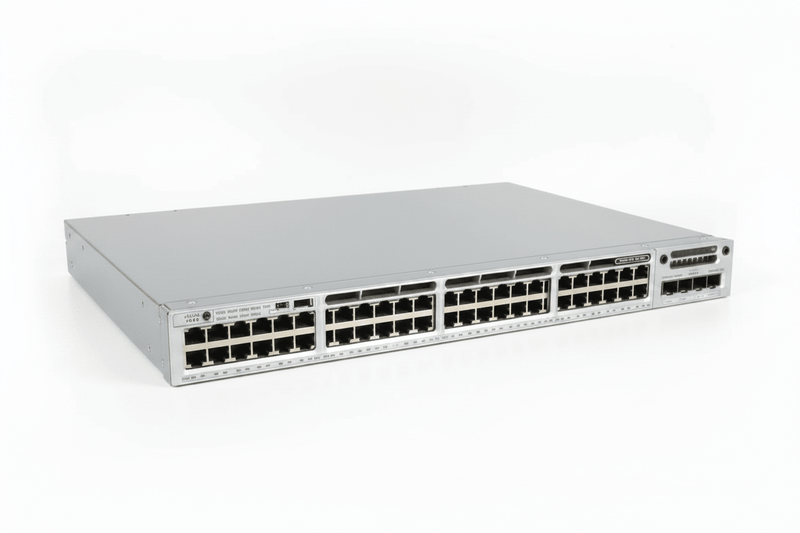 Cisco Catalyst WS-C3850-48F-S 48-Port Gigabit PoE+ Layer 3 Managed Switch with C3850-NM-2-10G 10Gb Network Module – Pre-Owned