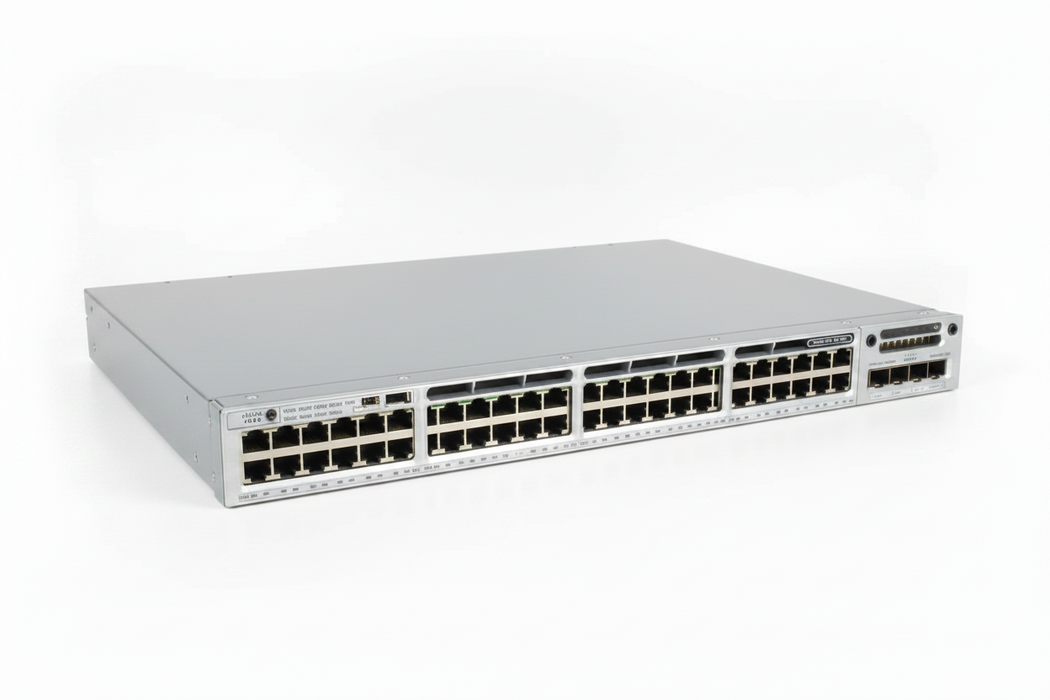 Cisco Catalyst WS-C3850-48F-S 48-Port Gigabit PoE+ Layer 3 Managed Switch with C3850-NM-2-10G 10Gb Network Module – Pre-Owned